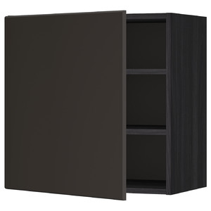 METOD Wall cabinet with shelves, black/Kungsbacka anthracite, 60x60 cm