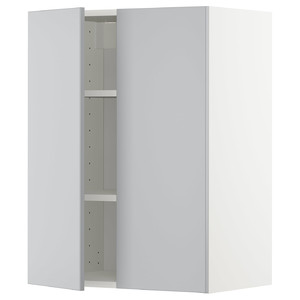 METOD Wall cabinet with shelves/2 doors, white/Veddinge grey, 60x80 cm