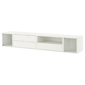 EKET Media storage combination, white/clear glass, 210x35x35 cm