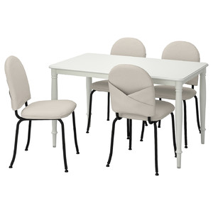 DANDERYD / EBBALYCKE Table and 4 chairs, white/Idekulla beige, 130 cm