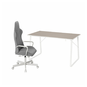 HUVUDSPELARE / UTESPELARE Gaming desk and chair, beige/grey