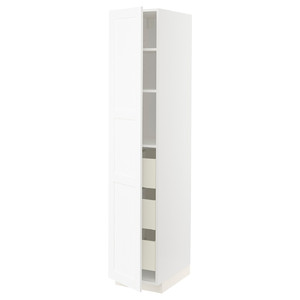 METOD / MAXIMERA High cabinet with drawers, white Enköping/white wood effect, 40x60x200 cm