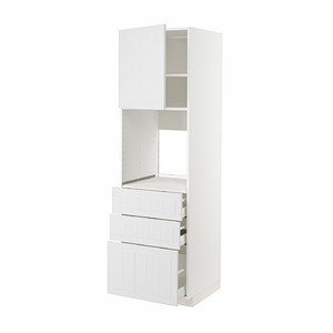 METOD / MAXIMERA High cab f oven w door/3 drawers, white/Stensund white, 60x60x200 cm