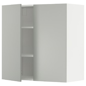 METOD Wall cabinet with shelves/2 doors, white/Havstorp light grey, 80x80 cm