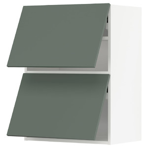 METOD Wall cabinet horizontal w 2 doors, white/Bodarp grey-green, 60x80 cm