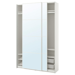 PAX / AULI Wardrobe with sliding doors, white/mirror glass, 150x44x236 cm