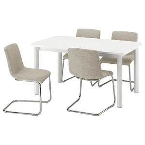 STRANDTORP / LUSTEBO Table and 4 chairs, white/Viarp beige/brown, 150/205/260 cm