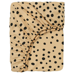 SANDLÖPARE Fitted sheet, light brown/cheetah pattern, 90x200 cm