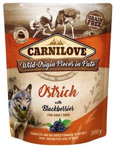 Carnilove Dog Ostrich & Blackberries Wild-Origin Pieces in Pate 300g