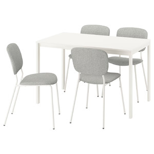 VIHALS / VIHALS Table and 4 chairs, white/white Tibbleby beige-grey, 84/120x74 cm