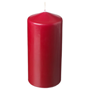 FENOMEN Unscented pillar candle, red, 14 cm