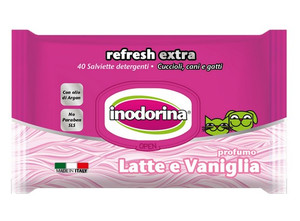 Inodorina Refresh Wet Wipes for Pets Latte e Vaniglia 40pcs