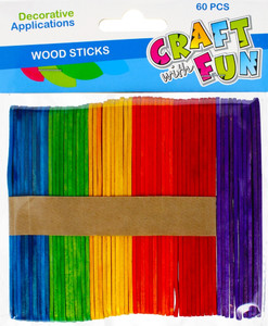 Wooden Sticks Colored 60pcs
