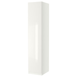 PAX / FARDAL Wardrobe with 1 door, white/high-gloss/white, 50x60x236 cm