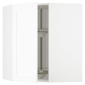 METOD Corner wall cabinet with carousel, white Enköping/white wood effect, 68x80 cm