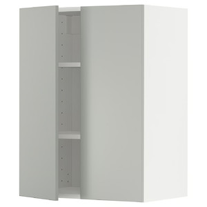METOD Wall cabinet with shelves/2 doors, white/Havstorp light grey, 60x80 cm