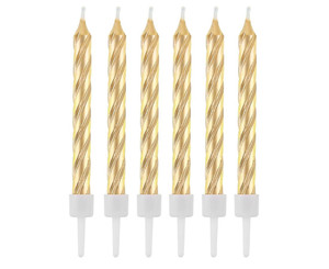 Birthday Candles 8cm, gold, 12pcs
