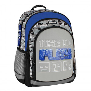 School Backpack Pixel, grey
