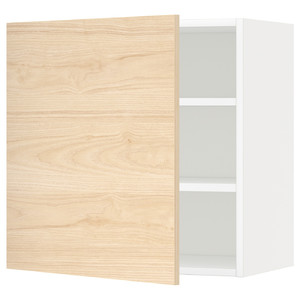 METOD Wall cabinet with shelves, white/Askersund light ash effect, 60x60 cm