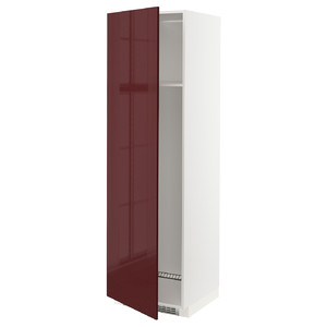 METOD High cab f fridge or freezer w door, white Kallarp/high-gloss dark red-brown, 60x60x200 cm