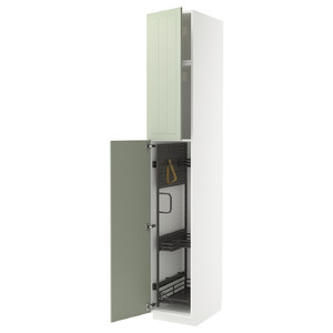 METOD High cabinet with cleaning interior, white/Stensund light green, 40x60x240 cm
