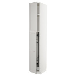 METOD High cabinet with cleaning interior, white/Lerhyttan light grey, 40x60x240 cm