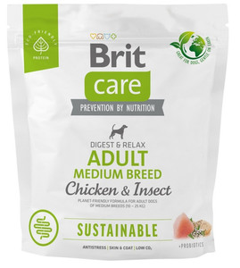 Brit Care Sustainable Adult Medium Breed Chicken & Insect Dry Dog Food 1kg