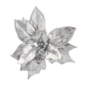 Christmas Decoration Flower with Clip, silver