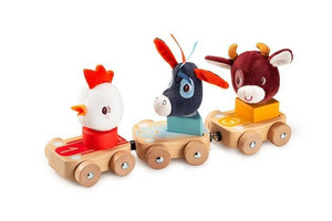 LILLIPUTIENS Set of 3 Farm Wooden Vehicles 12m+