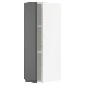 METOD Wall cabinet with shelves, white/Voxtorp dark grey, 20x80 cm
