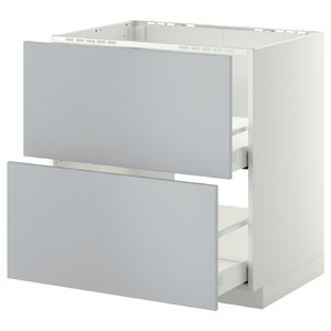 METOD / MAXIMERA Base cab f sink+2 fronts/2 drawers, white/Veddinge grey, 80x60 cm