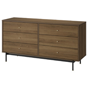 RÅDMANSÖ Chest of 6 drawers, brown walnut effect, 159x48x81 cm