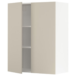 METOD Wall cabinet with shelves/2 doors, white/Havstorp beige, 80x100 cm
