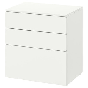 SMÅSTAD / PLATSA Chest of 3 drawers, white/white, 60x42x63 cm