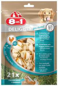 8in1 Dental Delights Bones XS Chewy Dog Bone 21pcs
