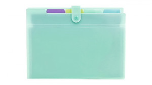 Expanding File Folder with 5 Compartments A4 PP,  pastel green