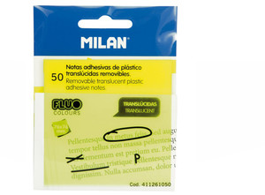 Milan Removable Translucent Plastic Adhesive Notes 76x76mm 50pcs