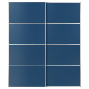 MEHAMN Pair of sliding doors, aluminium/double sided blue, 200x236 cm
