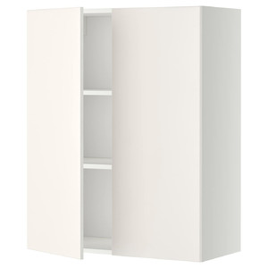 METOD Wall cabinet with shelves/2 doors, white/Veddinge white, 80x100 cm