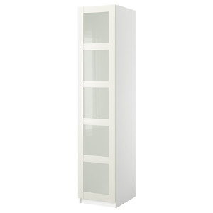 PAX Wardrobe with 1 door, white/Bergsbo frosted glass, 50x60x236 cm