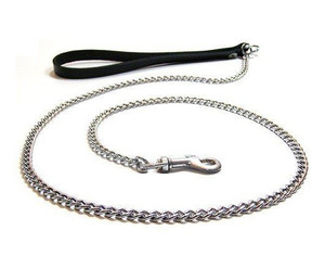 CHABA Dog Chain Leash with Leather Handle Size 4P