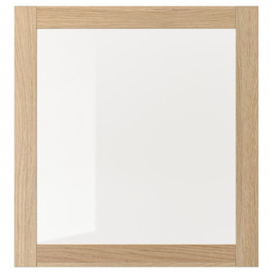 SINDVIK Glass door, white stained oak effect, clear glass, 60x64 cm