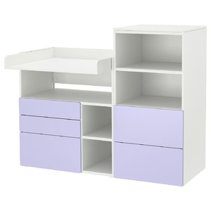 SMÅSTAD / PLATSA Changing table, white lilac/with bookcase, 150x79x123 cm
