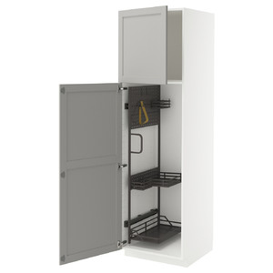 METOD High cabinet with cleaning interior, white/Lerhyttan light grey, 60x60x200 cm