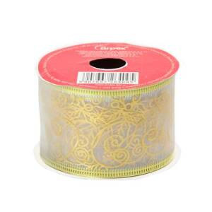 Decorative Christmas Ribbon, Gold, 50 mm x 2.7 m