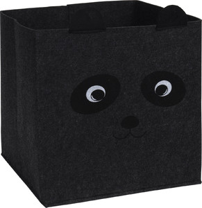 Storage Box Cube Panda, felt, dark grey