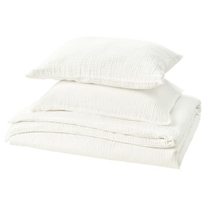 SCHERSMIN Duvet cover and 2 pillowcases, white, 200x200/50x60 cm