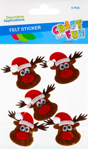Christmas Self-adhesive Felt Decoration Reindeer 5pcs