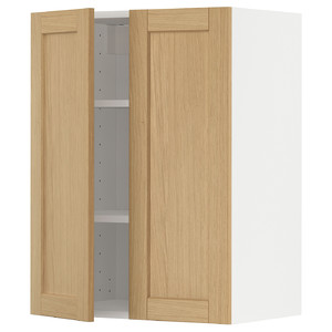 METOD Wall cabinet with shelves/2 doors, white/Forsbacka oak, 60x80 cm