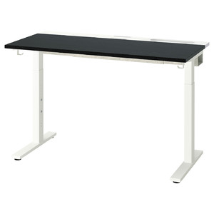 MITTZON Desk, black stained ash veneer/white, 120x60 cm